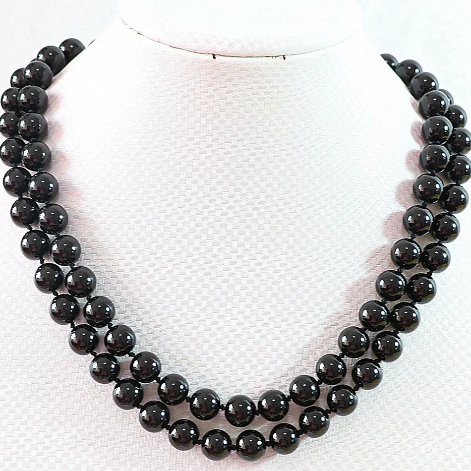 Hot sale black shell simulated-pearl 6mm 8mm 10mm 12mm 14mm round beads fashion necklace long chain women jewelry 36inch B668