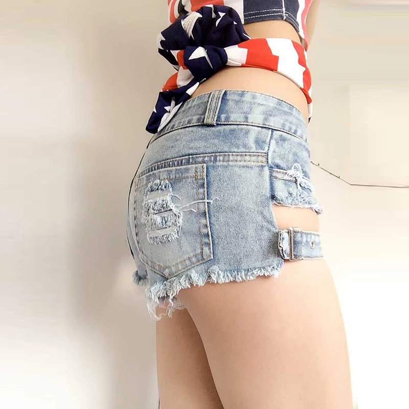 Slim Hip Hop mini szorty Sexy klub do tańca na rurze spodenki jeansowe kobiece zgrywanie otwory zasznurować krótkie dżinsy Feminino Fringe Hotpants