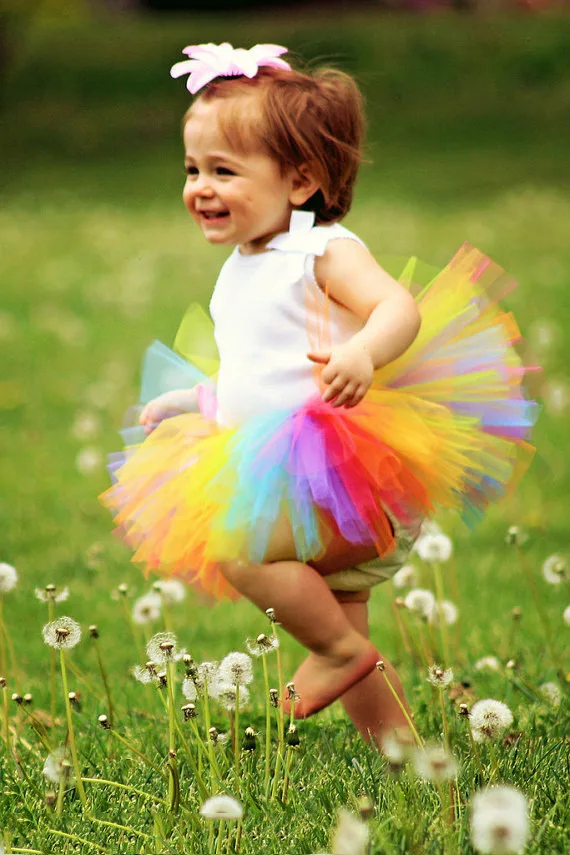 

Rainbow Color Tutus Baby Girls Tutu Skirts Infant Fluffy Party Pettiskirts with Flower Headband Newborn Summer Tulle Skirts 1Pcs