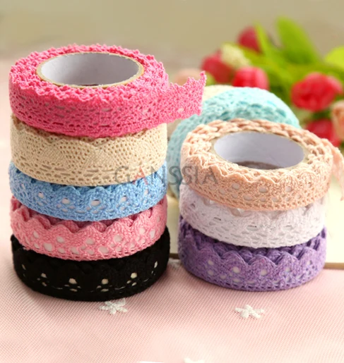 2Yards/pc Lace Tapes Adhesive Fabric Cotton Gorgeous Exquisite for DIY Decoration Stationery Gifts (ss-1810)