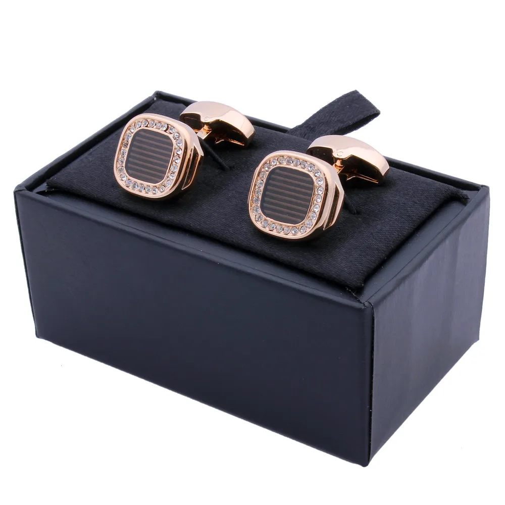 Cufflinks for Men with Gift Box, Black Tone Brown Polishing Enamel, Suit for Business French Shirt Tuxedo Suit HAWSON