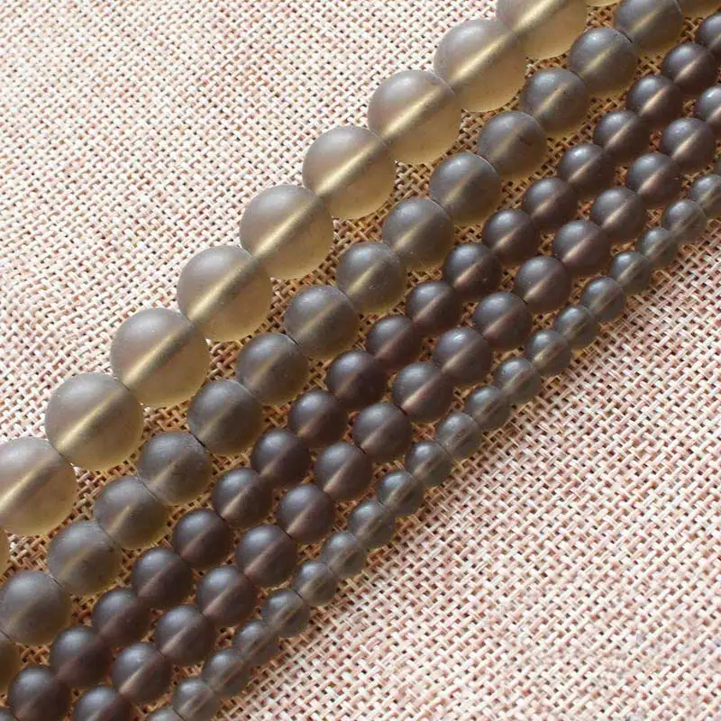 Wholesale Frost Tea Quartzs 4-16mm Round Loose Beads 15