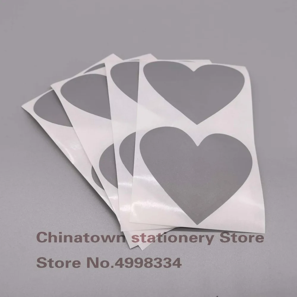 50pcs Scratch Off Stickers 60x70mm Love Heart Shape  Gray Color Blank For Secret Code Cover Home Game Wedding Message