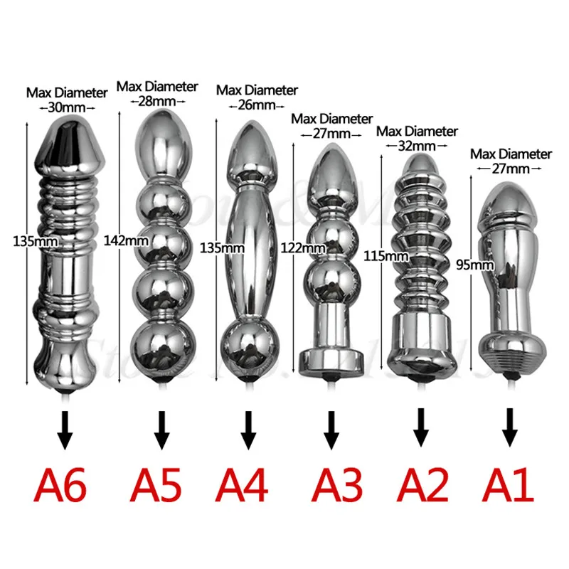 Bi-polar Electro Shock Vaginal tight Huge Butt Plug Metal Anal beads Prostate Electric Stimulation Medical Sex Toy For Men Women