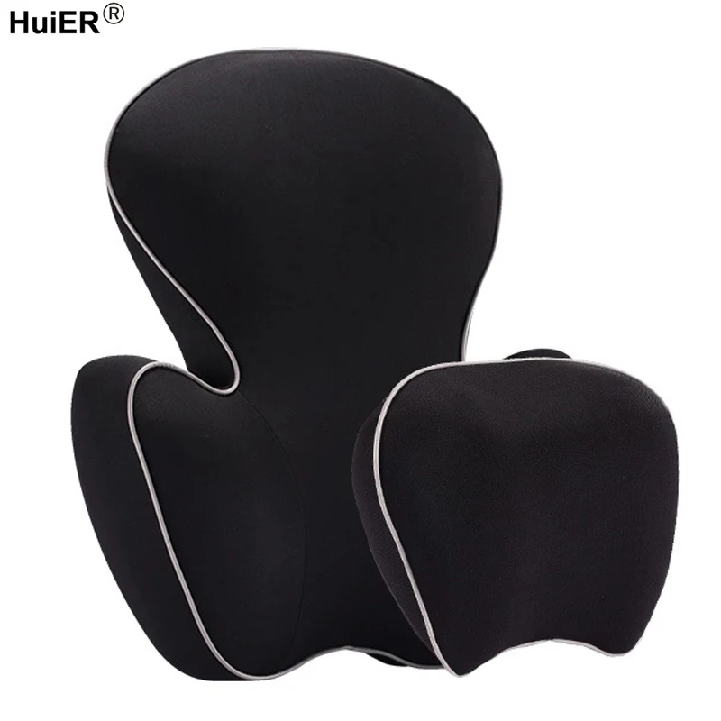 HuiER Car Lumbar Back Support Memory Foam Massage Waist 5 colors Comfortable For Car Office Home Auto Seat Suppor Car Protector