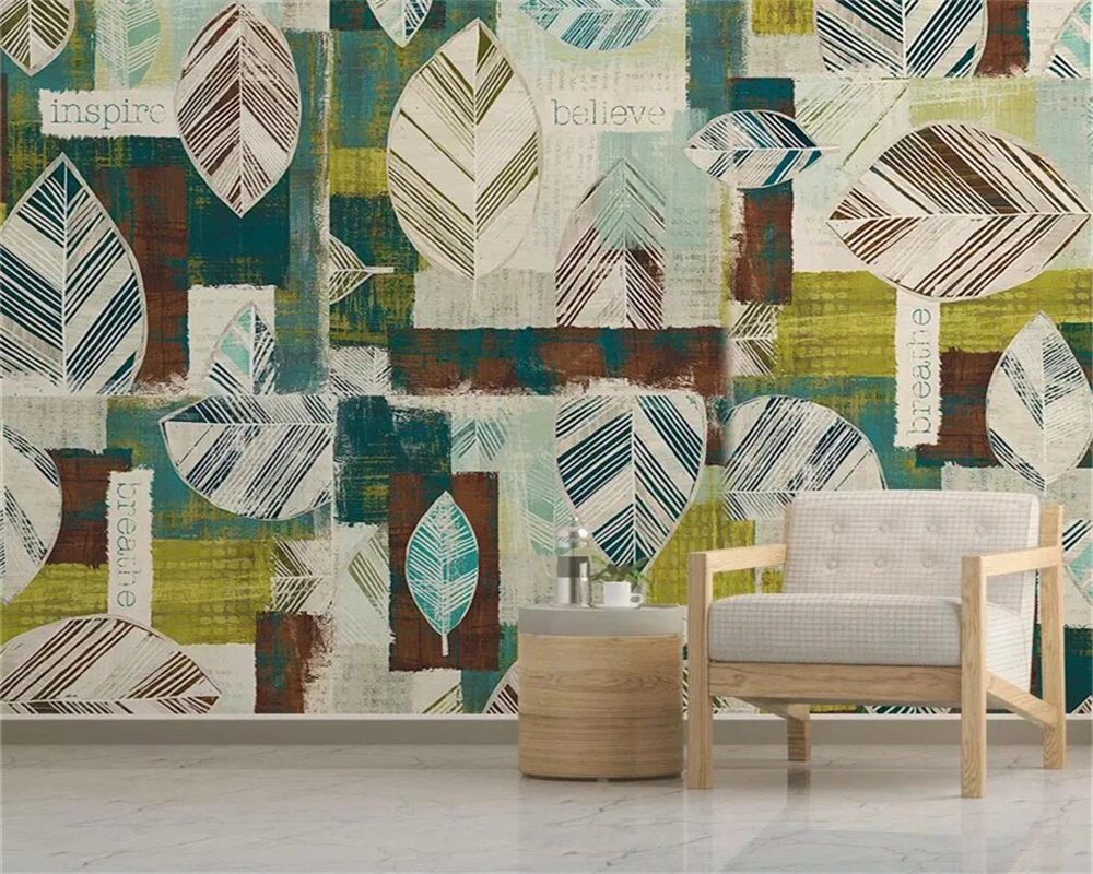 

Decorative wallpaper Modern simple abstract geometric leaf background wall painting