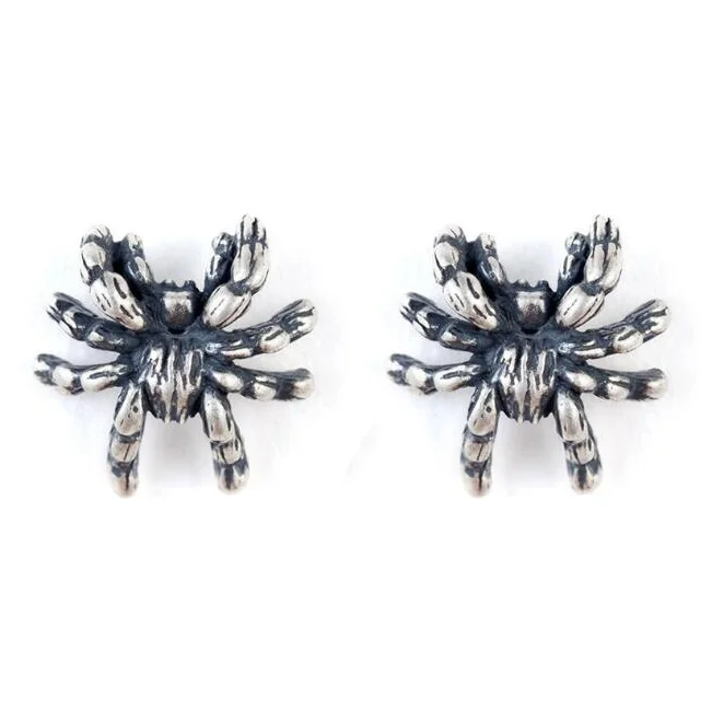 Personality Punk Style Solid 925 Sterling Silver Stud Earrings Spider Earrings For Girl Boy Vintage Animal Jewelry Allergy Free