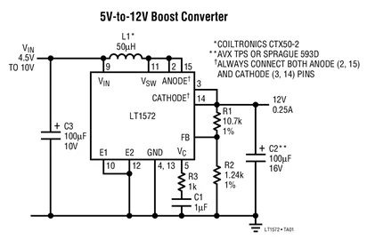 LT1572CS LT1572 - 100kHz, 1.25A Switching Regulator with Catch Diode