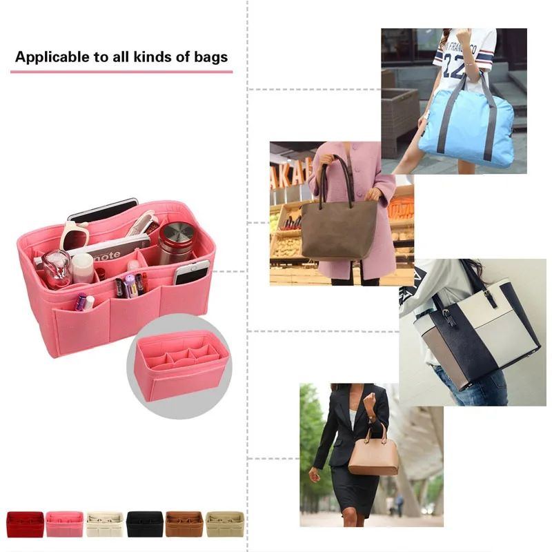 Modische Damentasche, Kosmetiktaschen und Make-up-Organizer, Filz-Einsatztasche für Handtasche, Filz-Stoff-Innentasche, passend für verschiedene Markentaschen – Detail 9