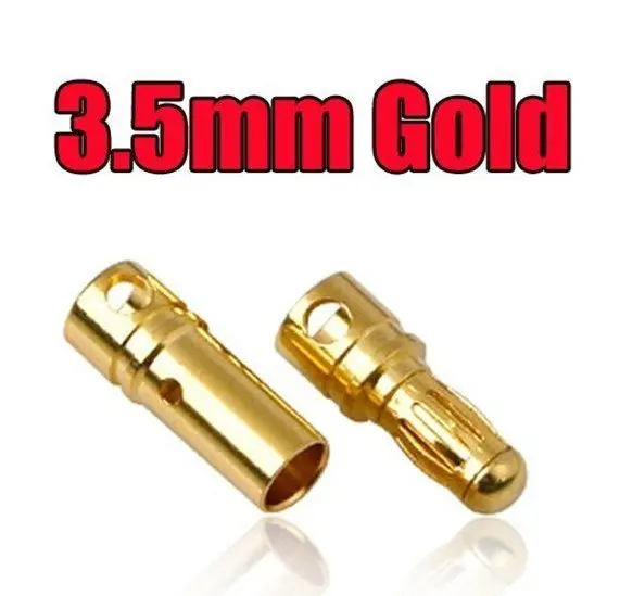 200 pcs(100 pair) 2.0 3.5 4.0 mm Gold Bullet Banana Connector plug  for RC Quadcopter Motor ESC Lipo Battery Plugs Connect