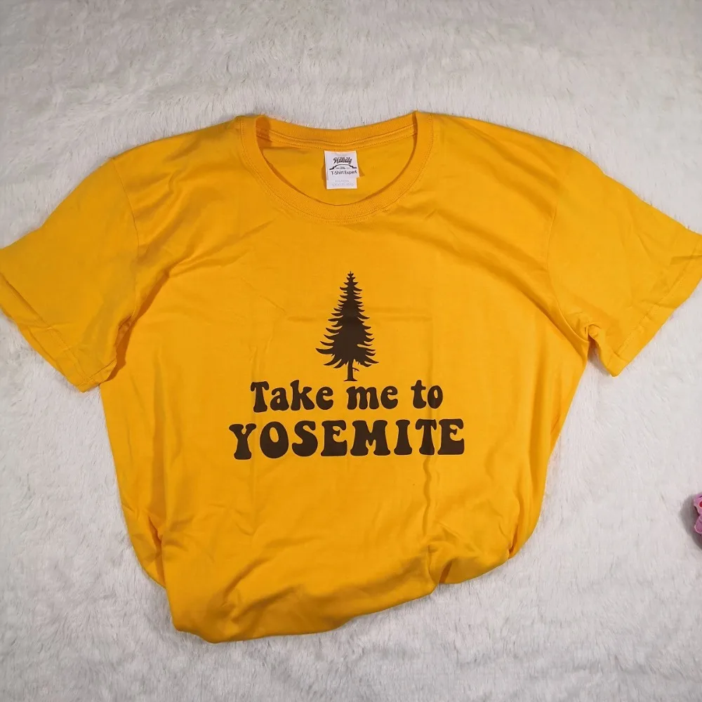 Sugarbaby Take me to Yosemite Women t shirt vintage inspired-70s Tee Monogram t shirt-Camp shirt Graphic tee Unisex Top Dropship