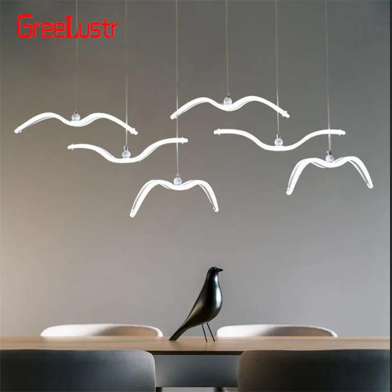 Nordic Seagull Design Led Chandeliers For Bar/Kitchen Birds Chandelier Ceiling Acrylic Lustre Suspension Luminaire Light Fixture