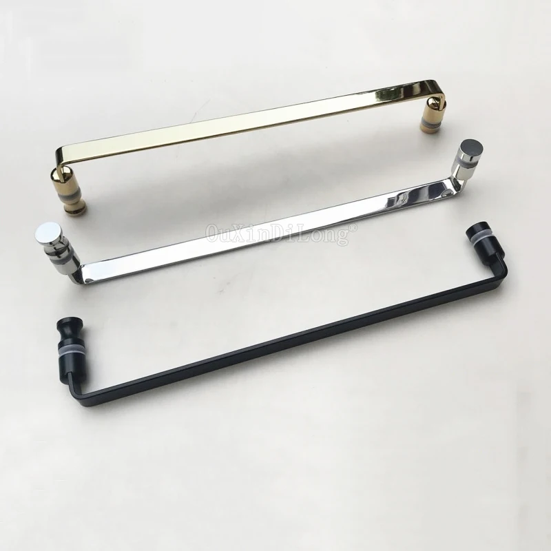 

1PCS Solid 304 Stainless Steel Bathroom Door Handles Polish Chrome/Golden/Dumb Black Glass Door Handle C-C:440mm JF1807