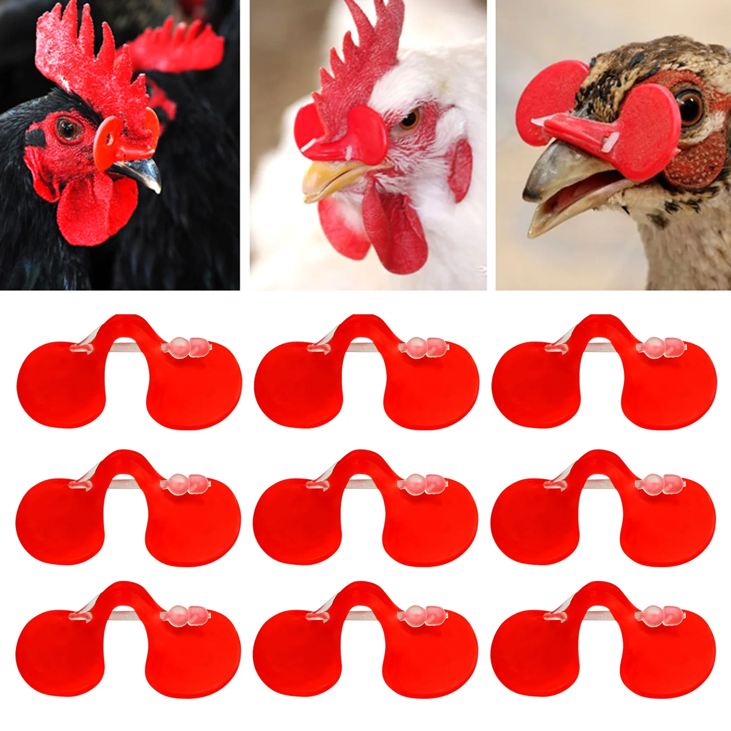 Behogar 100 Set 5.5cm Chicken Eye Glasses Protector Peepers Blinders for Preventiing Pecking Hair Anal Toes Eggs