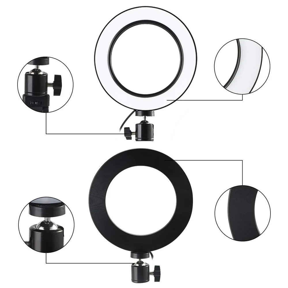 6" Photography Selfie Light 16CM LED Ring Light with Mobile Stand Support Tripod Ring Light for Live Video Streaming