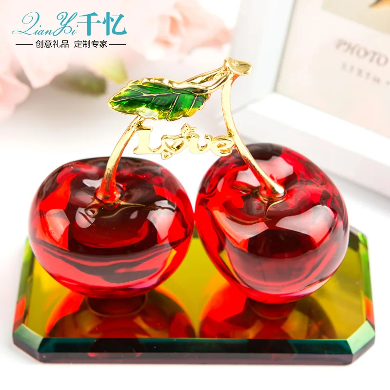 Crystal ornaments cherry wedding gift girls send colleagues bestie ornament crafts creative Home Furnishing furnishings