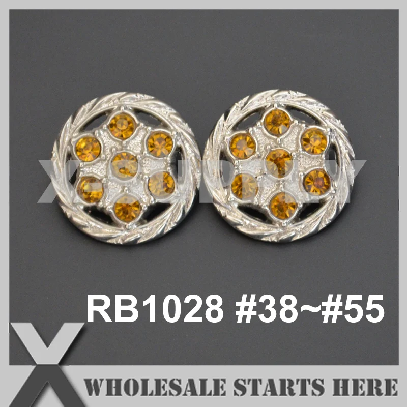 

Color Option: RB1028 #38~#55 / Free Shipping Round Rhinestone Button in Silver Base For Baby Headband and Flower Center