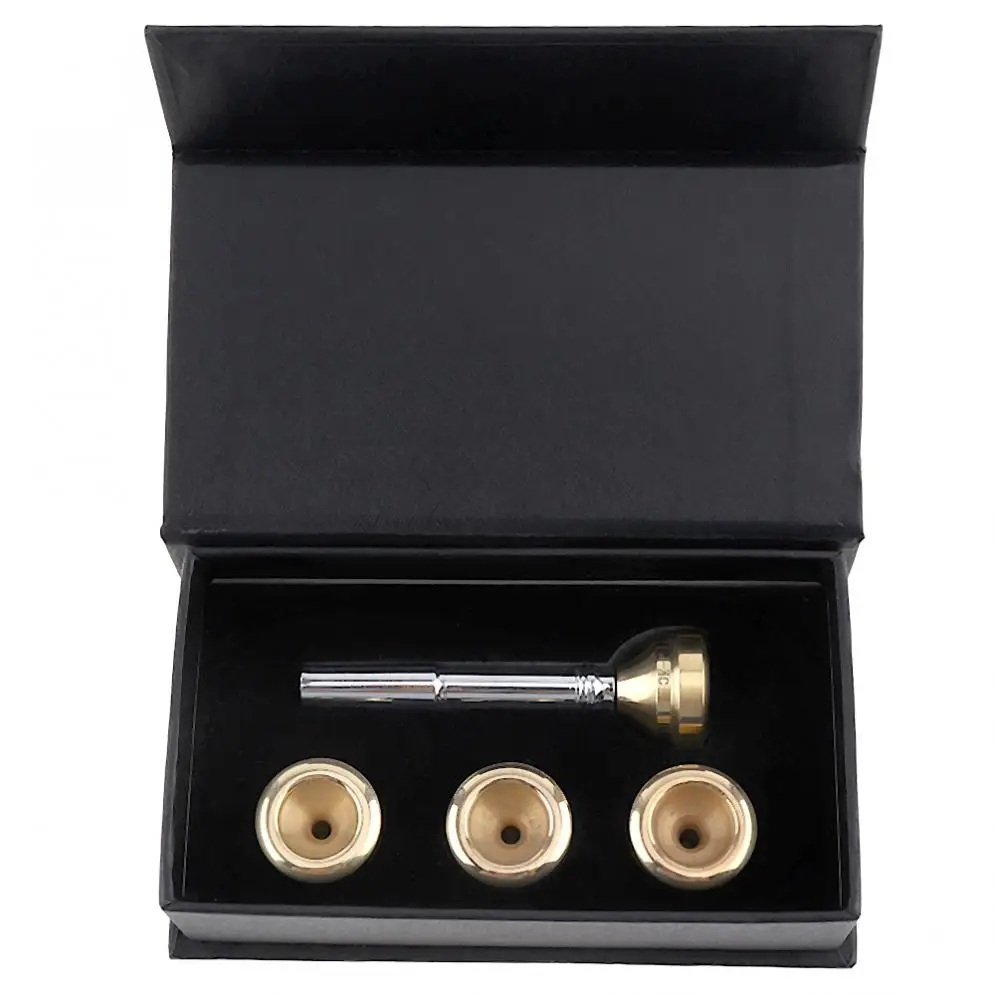 5pcs/lot Brass Trumpet Mouthpiece Set 3C 2C 2B 3B with Gold Plating 7# Heads and 4 Cups for Trumpet