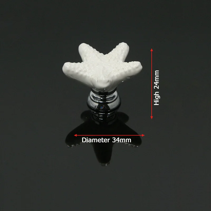 KAK Starfish Ceramic Drawer Knobs Cabinet Pulls Kitchen Handles Cartoon Furniture Handle for Kids Room Furniture Hardware