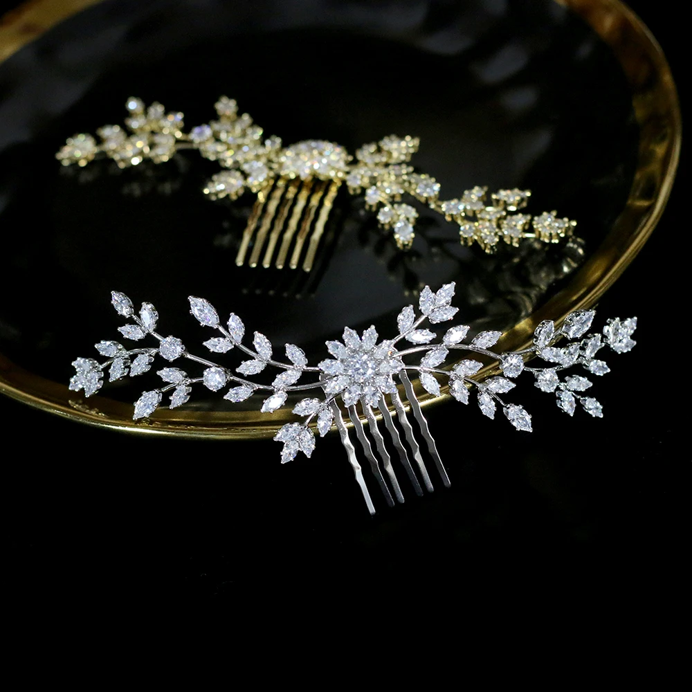 ASNORA High quality bride CZ hair comb bride wedding hair accessories crystal zirconia comb hair clip wedding jewelry