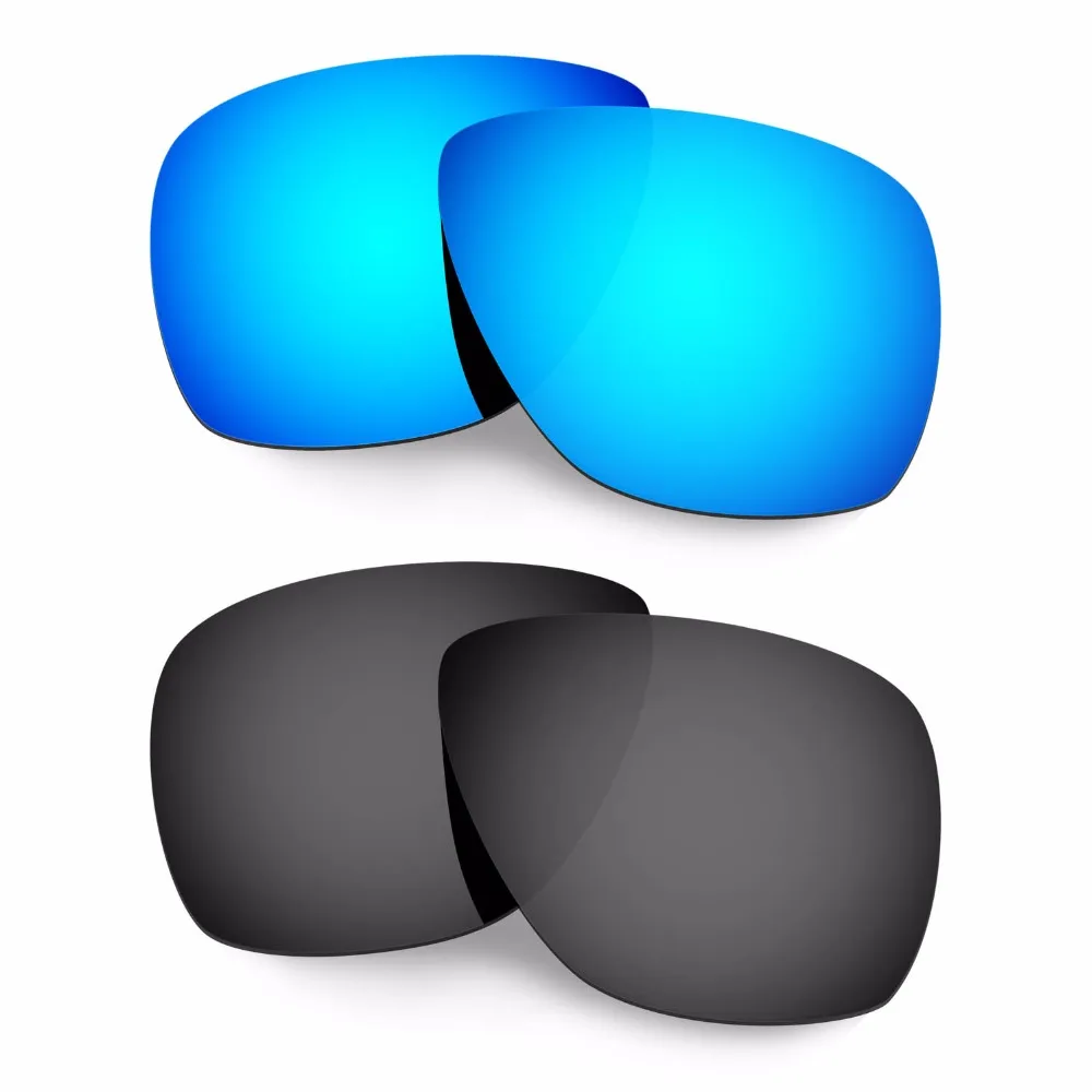 HKUCO For Breadbox Sunglasses Polarized Replacement Polarized Lenses- Blue/Black 2 Pairs