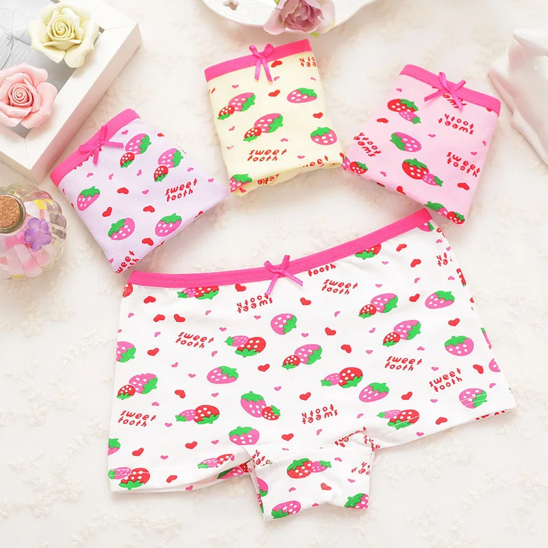 

4PCS/LOT kids pants girls underwear panties kids pants children's Lattice printing briefs