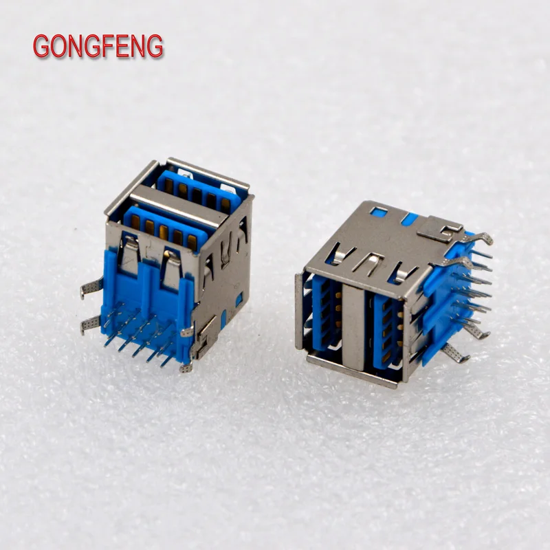 100PCS NEW 3.0USB AF Connector Type Network Socket A Base 90 Double USB Socket Interface Connector Special Wholesale