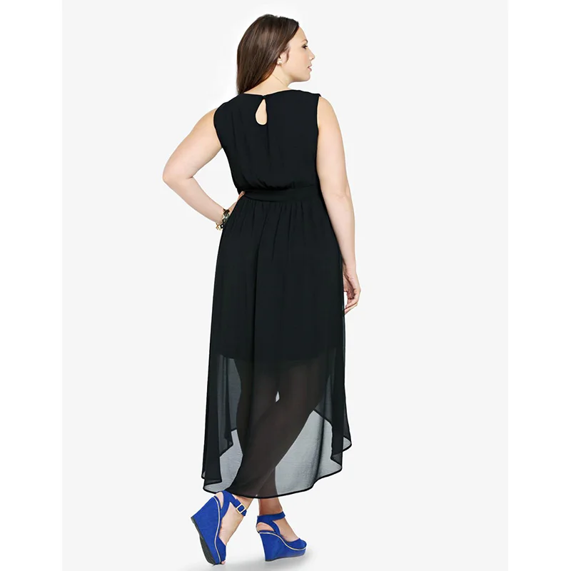 Sonho videira plus size boho maxi vestido chiffon sem mangas verão profundo decote em v vestidos praia casual longo vestido de festa