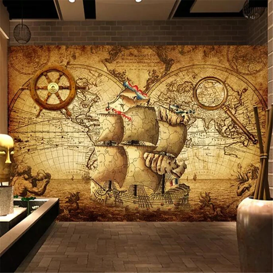 beibehang Custom wallpaper 3d mural retro nautical theme Papel de parede background wall living room bedroom wallpaper 3d mural