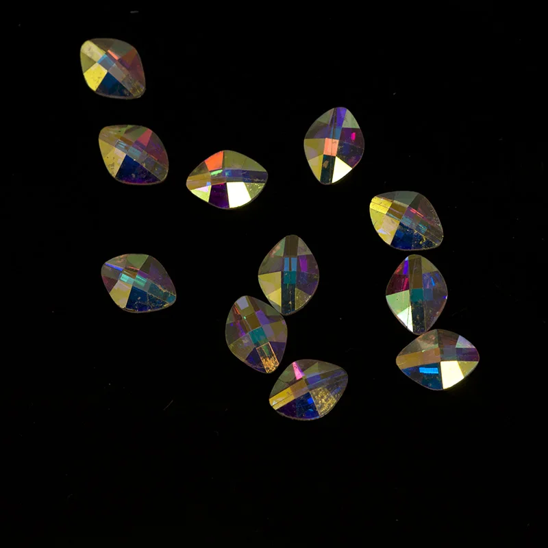 YANRUO 2060NoHF AB Leaf 4x6mm Flat Back Non Hotfix Strass Crystal Glass Rhinestones For Nails Decoration image 4