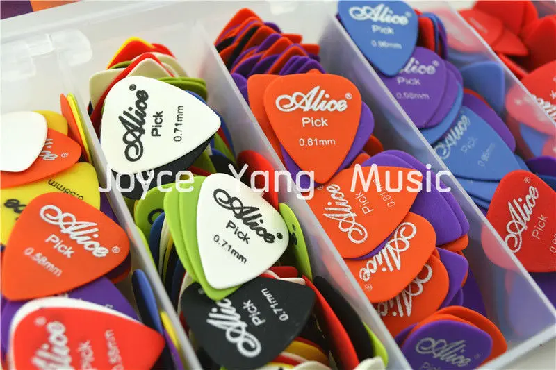 Lots of 100pcs Alice Sandblast Matte Nylon Acoustic Electric Guitar Picks Plectrums(Assorted Thickness&Colors) Free Shipping