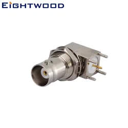 Eightwood 50ohm BNC Jack Female Socket Thru Hole Bulkhead Right Angle PCB Mount RF Coaxial Connector for CB Radio Antenna