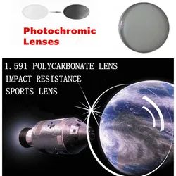 Photochromic Chameleon Polycarbonate 1.591 Lensesx Prescription Myopia/Hyperopia Anti Glare Sports Change Color In the Sun