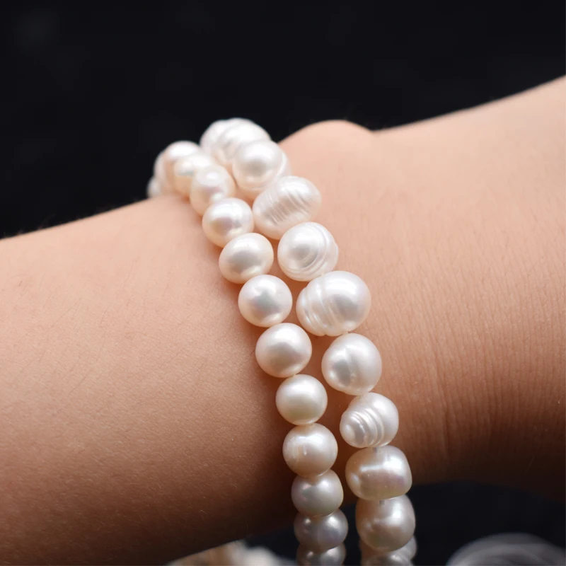 5-6/7-8mm White Freshwater Pearl Baroque Natural Stone Beads Bracelet Jewelry DIY Strand 14\