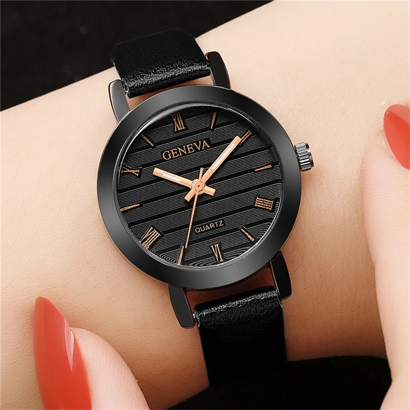 Women\'s Watches Ladies Watches Women Leather Clock Top Brand Geneva Wrist Watch Luxury Clock Relogio Feminino 2021 Saat Reloj