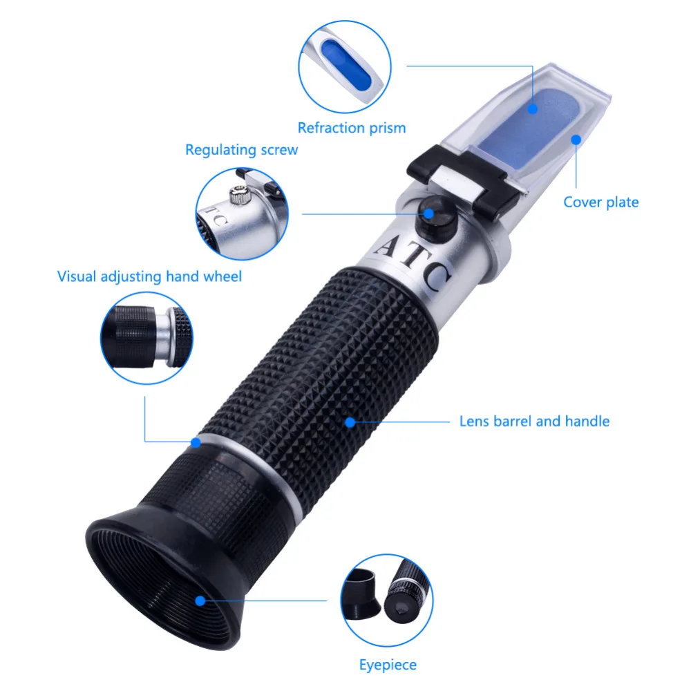 New Handd 0~32%Brix 1.000-1.120 Beer Wort Refractometer Double Scale SG Gravity Refractometer with Plastic Box