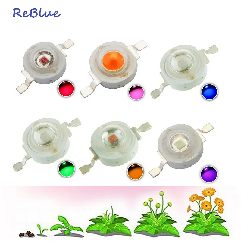 50Pcs/Lot 3 Watt Diodes EPILEDS Plant Diodes Grow Beads Red Led 660nm Blue Led 450nm UV 410nm IR 740nm Led Light Beads For Plant