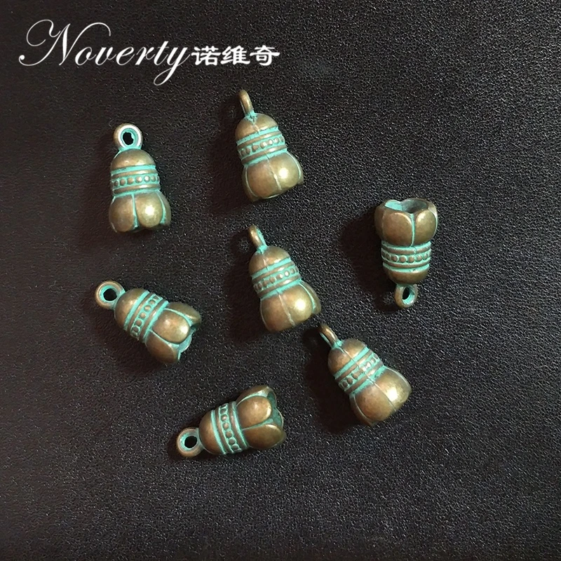 15pcs/bag 18MM Retro Patina Plated Zinc Alloy Green Bell Shape BeadsTassels End Cap Flowers Charms Pendants For DIY Accessories