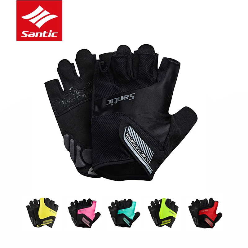 Santic Cycling Gloves Men Women Short Unisex Summer Breathable Anti-Skidding Wear-Resisting Gel Bicycle Gloves MTB Road Bike