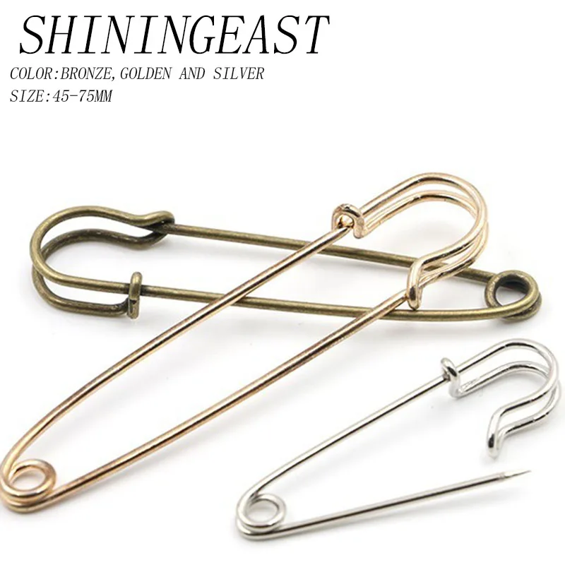 

30pcs/lot 45-75mm golden silver bronze shawl pin safety pin large carpet pin sweater decorative pins diy craft accessories 1850