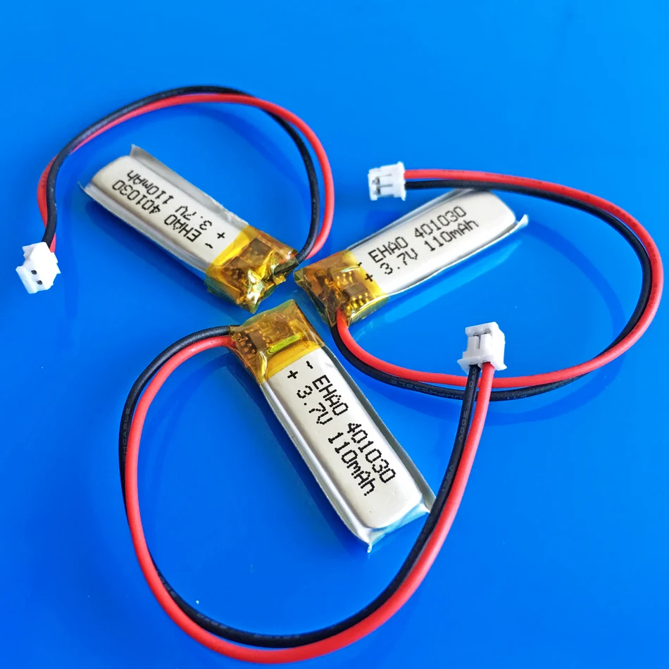 3.7V 110mAh 401030 JST 1.5mm lithium li-polymer ion rechargeable battery for MP3 MP4 GPS bluetooth headset video pen camera