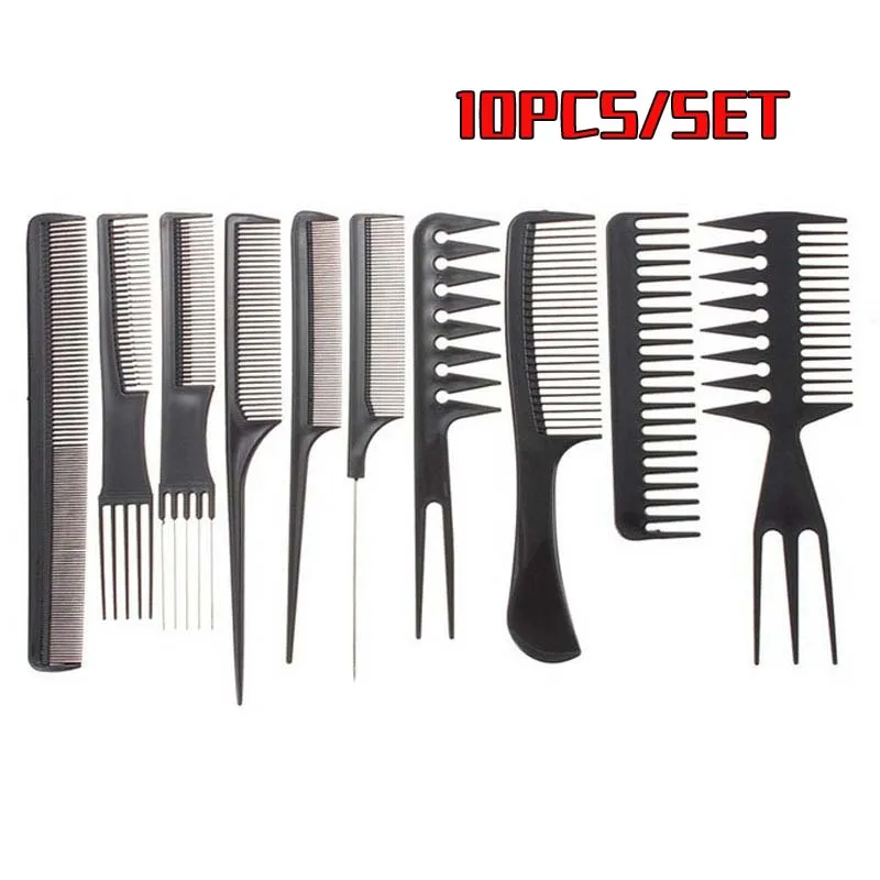 

10pcs/Set Professional Hair Brush Comb Salon Barber Anti-static Hair Combs Hairbrush Hairdressing Combs Hair Care Styling Tools