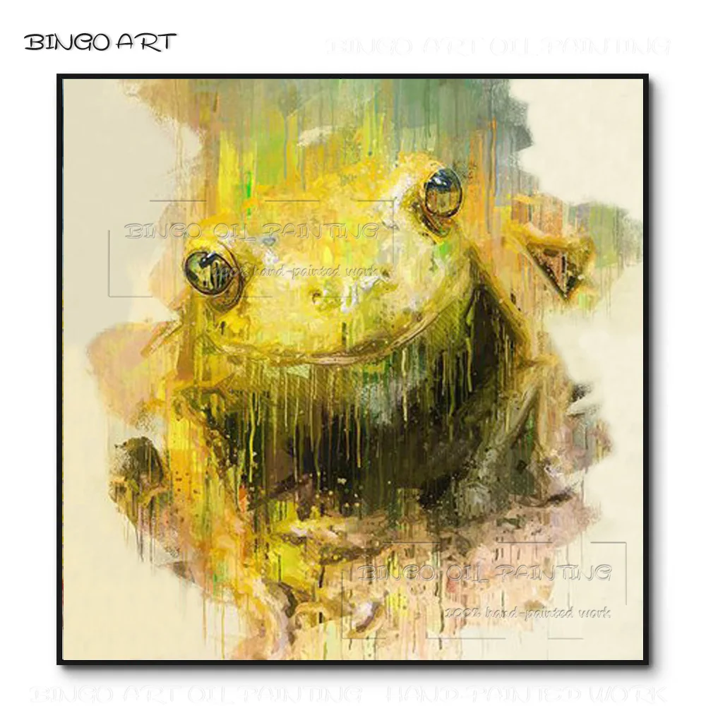 Great Artist Hand-painted Special Design Golden Toad Oil Painting on Canvas Beauty Artwork Toad Oil Painting for Wall Decoration