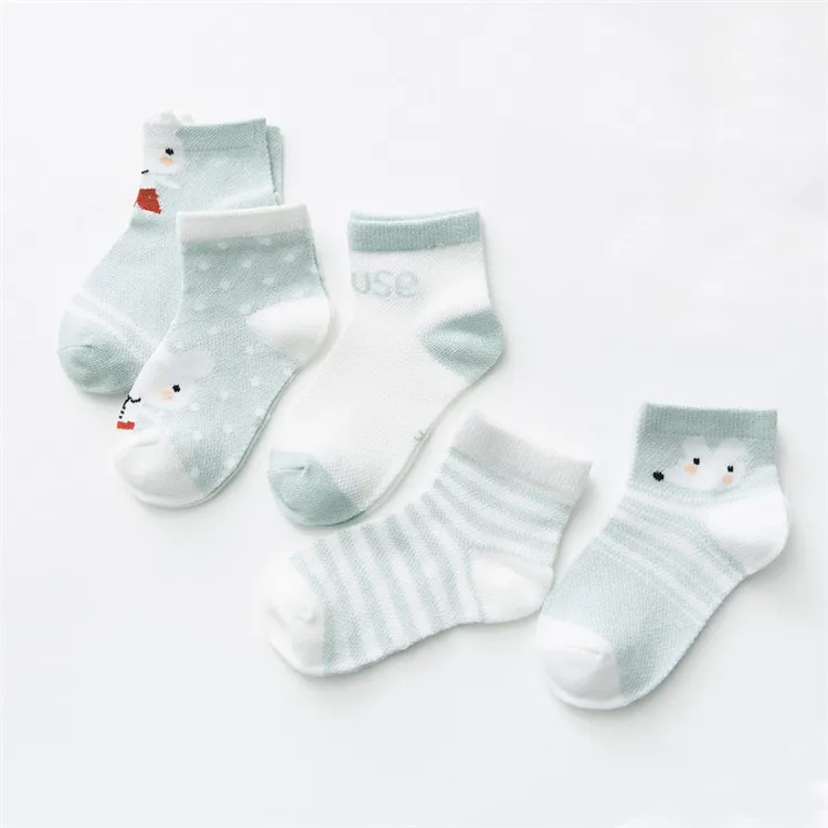 5 Paare/los Infant Baby Socken Für Mädchen Jungen Sommer Mesh Dünne Baby Socken Baumwolle Casual Druck Neugeborenen Kleinkind Junge Socke 0-24Month – Detail 4