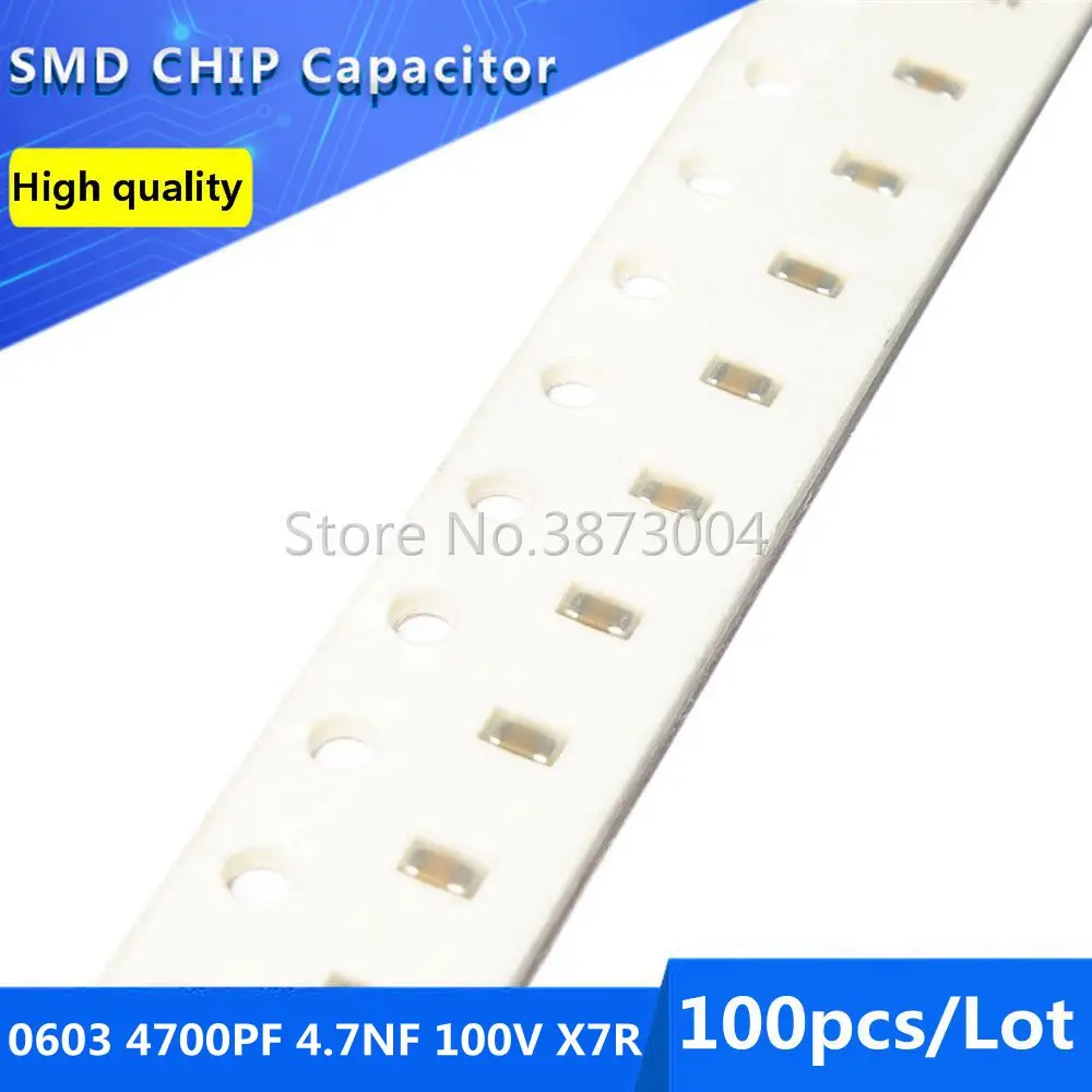 100pcs 0603 4700PF 4.7NF 100V X7R SMD Chip Capacitor