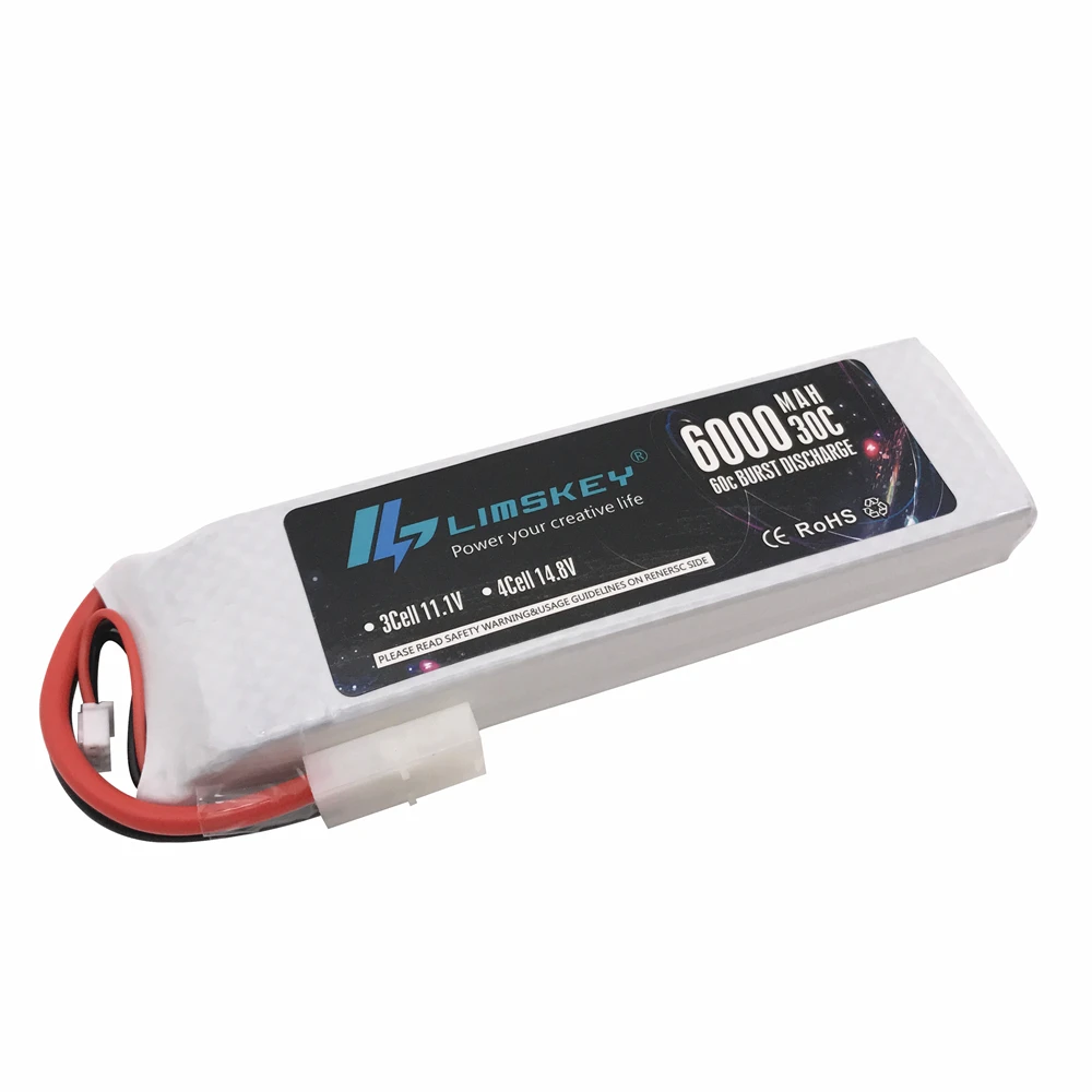 Limskey RC Lipo 2S Battery Hard Case 7.4V 6000mAh 30C MAX 60C For Traxxas Slash Emaxx RC 1/10 Car Truck Drone Helicopter