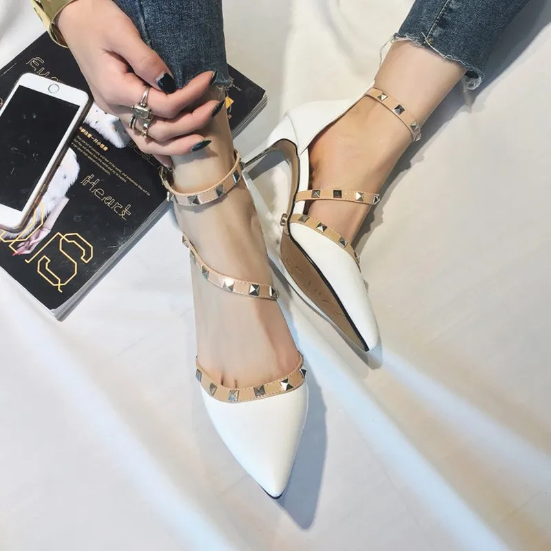 size 34-47 Fashion women pumps fashion new design rivets women sandals high heels summer Sexy Pointed Toe Party Wedding shoes