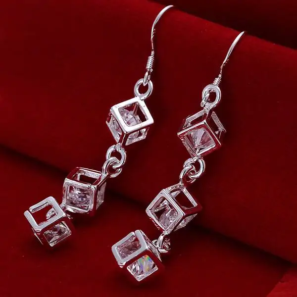 popular fashion product wedding party baeautiful women silver color crystal Earring Jewelry free shipping factory price E206