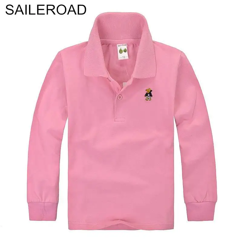 SAILEROAD 3-15Year Big Children Kids Polo Shirts Cotton Soild Color Adolescent Boys Girls Tops Tees Shirts Teenager Boys Clothes