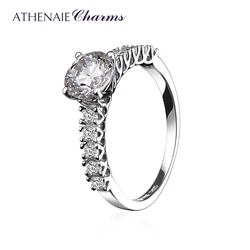 ATHENAIE 925 Sterling Silver shiny CZ Fairytale Round Finger Ring for Women Anniversary Wedding Jewelry